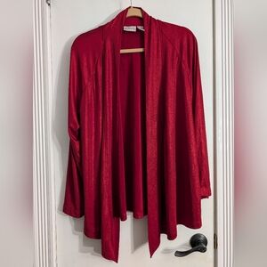 Women's Chico's Travelers metallic red stretch waterfall open front cardigan XL